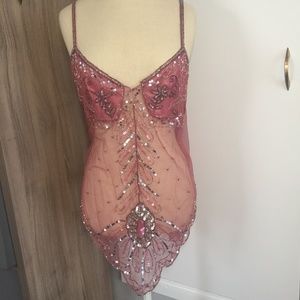 Vintage Beaded Sequin Sheer Tank Camisole